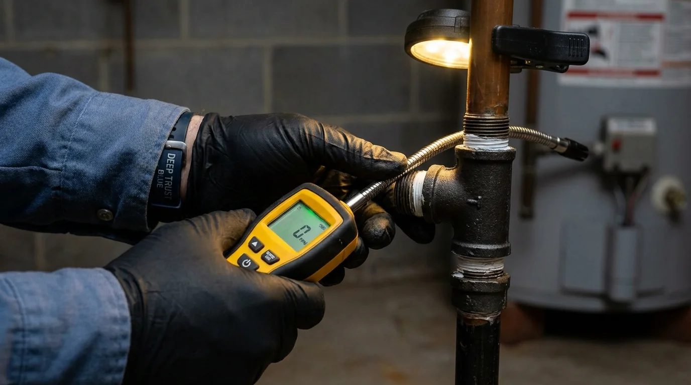 Gas leak detection with electronic sniffer by Johns Plumbing LLC in Tutwiler