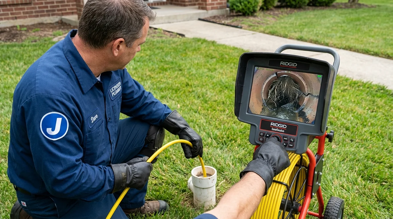 Sewer camera inspection being performed by Johns Plumbing LLC in Tutwiler